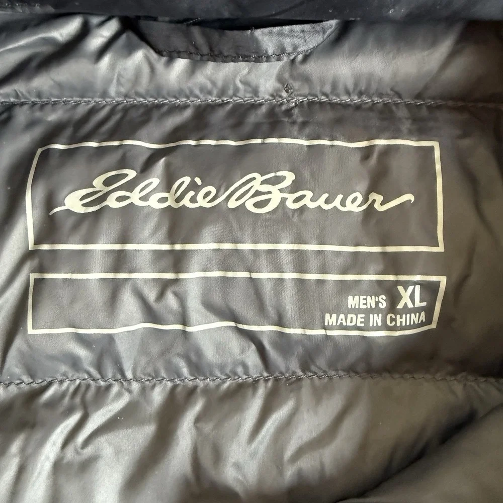 Eddie Bauer Men's XL Black EB650 Down Quilted Full Zip Up‎ Vest